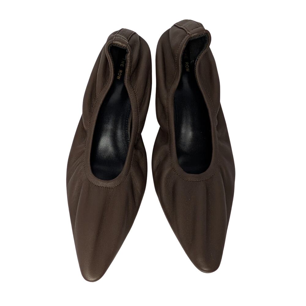 NWOT The Row Brown Leather Elastic Ballet Pumps Liisa – Size 37